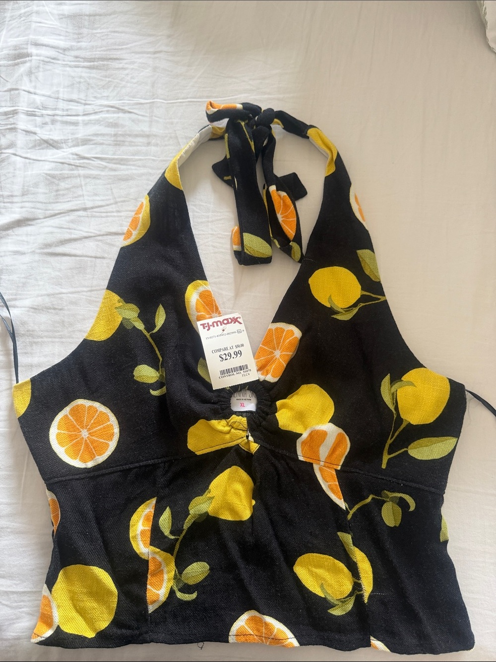 TJ Maxx  Black Citrus Halter One-Piece